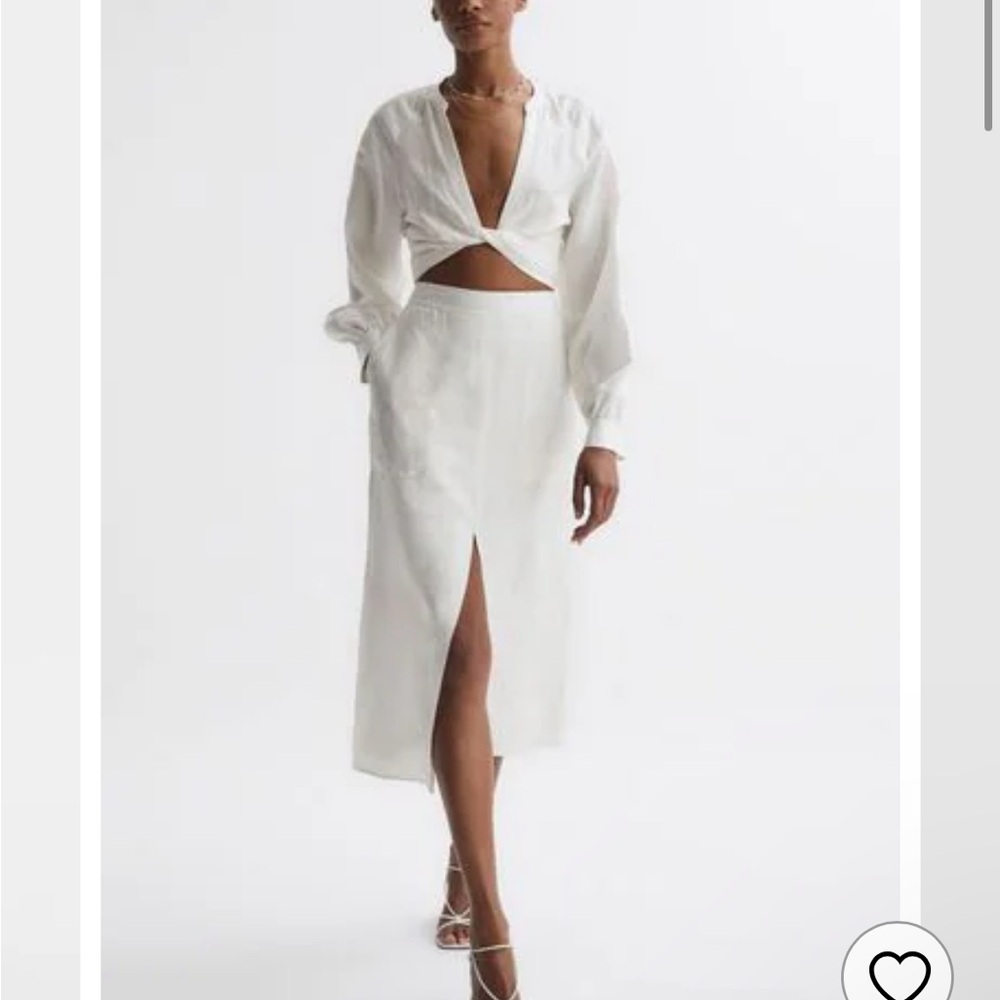 Reiss Linen Axelle High Rise Skirt